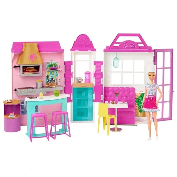 Barbie Cook ‘n Grill Restaurant Playset with Barbie Doll, 36 Pieces - Picture 2 of 12